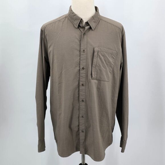 Swiss Tech Shirt Men's 2XL Color Dove Nylon Long Sleeve Button Front - Picture 2 of 7